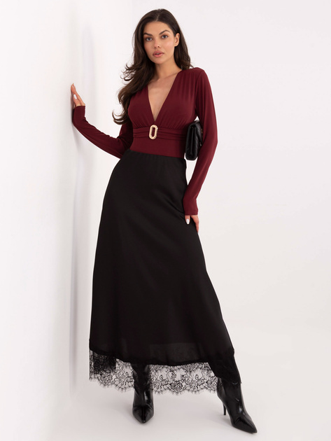 Bordowe wizytowe body z długim rękawem