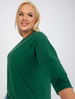 Hurt Zielono-czarna gładka bluza plus size z napisami Charliza 