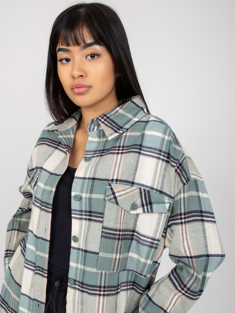 Hurt Khaki luźna koszula długa w kratę STITCH & SOUL