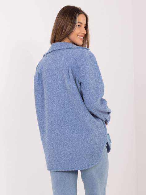 Niebieska koszulowa kurtka z dzianiny boucle RUE PARIS