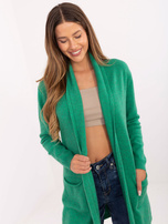 Zielony damski kardigan z długim rękawem