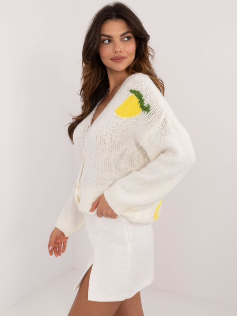 Hurtownia Ecru rozpinany sweter damski z napisem na plecach