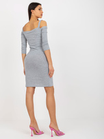 Hurt Szara kopertowa sukienka basic hiszpanka z rękawem 3/4