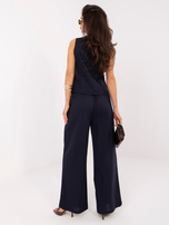 Granatowy letni komplet z jednorzędową kamizelką 