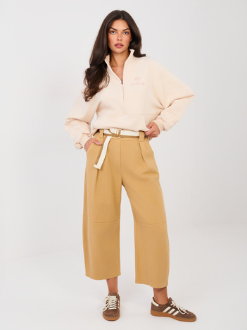 Camelowe damskie jeansy wide leg RUE PARIS  