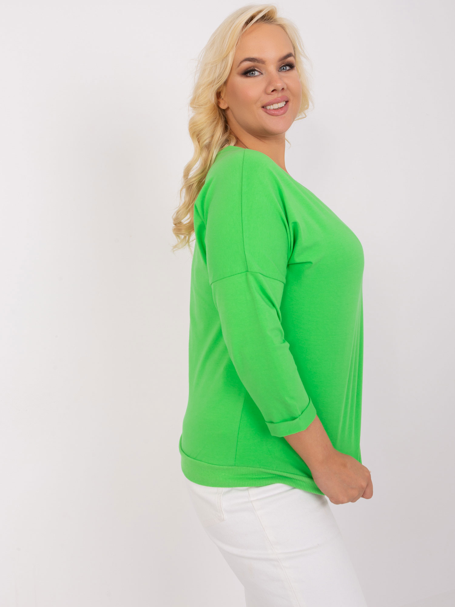 Hurt Jasnozielona bluzka plus size z okrągłym dekoltem