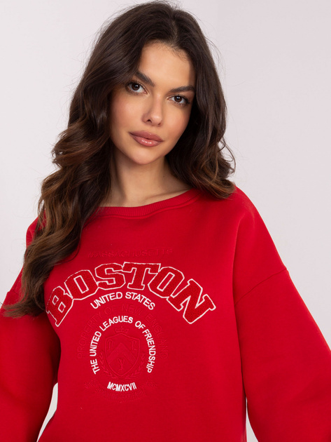 Hurt Czerwona bluza bez kaptura z napisem Boston