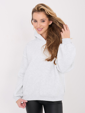 Jasnoszara damska bluza basic z ociepleniem