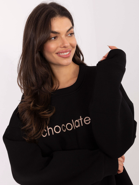 Czarna ocieplana bluza z napisem RUE PARIS