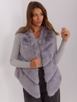 Hurtownia Szara kamizelka futrzana z podszewką