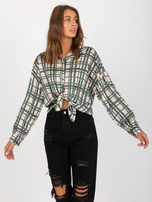 Hurtownia Beżowa koszula damska w kratę