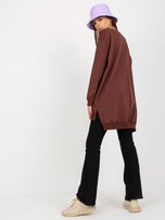 Hurt Ciemnobrązowo-zielona długa bluza oversize z napisem