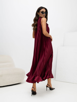 Bordowa sukienka z wiązaniem na ramieniu RUE PARIS 