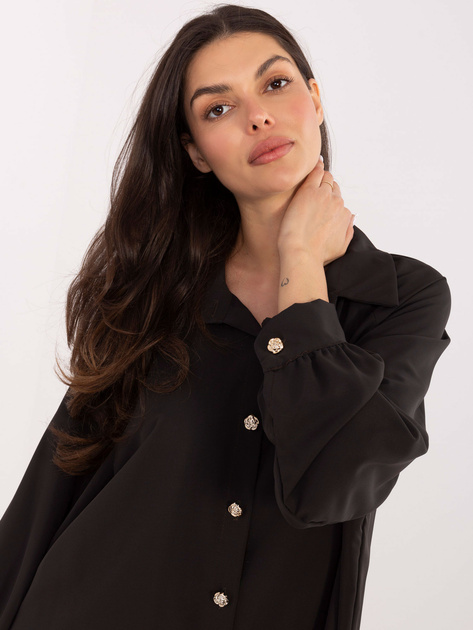 Czekoladowa koszula oversize z rozcięciami