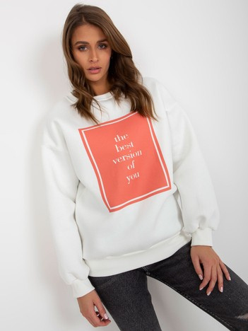 Großhandel Ecru gefütterter Oversize-Pullover mit Druck.