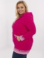 Fuksjowa bluza plus size z ozdobnymi ściągaczami 