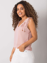 Brudnoróżowy top z koronką Sapphire