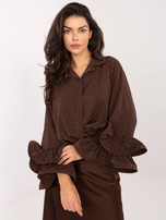 Czekoladowa elegancka koszula z aplikacjami 