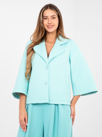 Miętowy krótki płaszcz z piankowego materiału