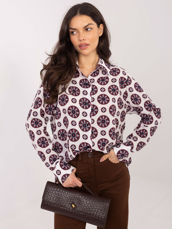 Jasnoszaro-czerwona rozpinana koszula z kołnierzykiem