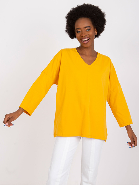 Jasnopomarańczowa bluzka z koronkową wstawką Sylvie RUE PARIS