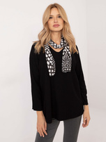 Hurt Czarny damski sweter oversize z błyszczącą nitką