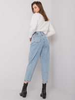 Niebieskie damskie spodnie mom jeans Varenna