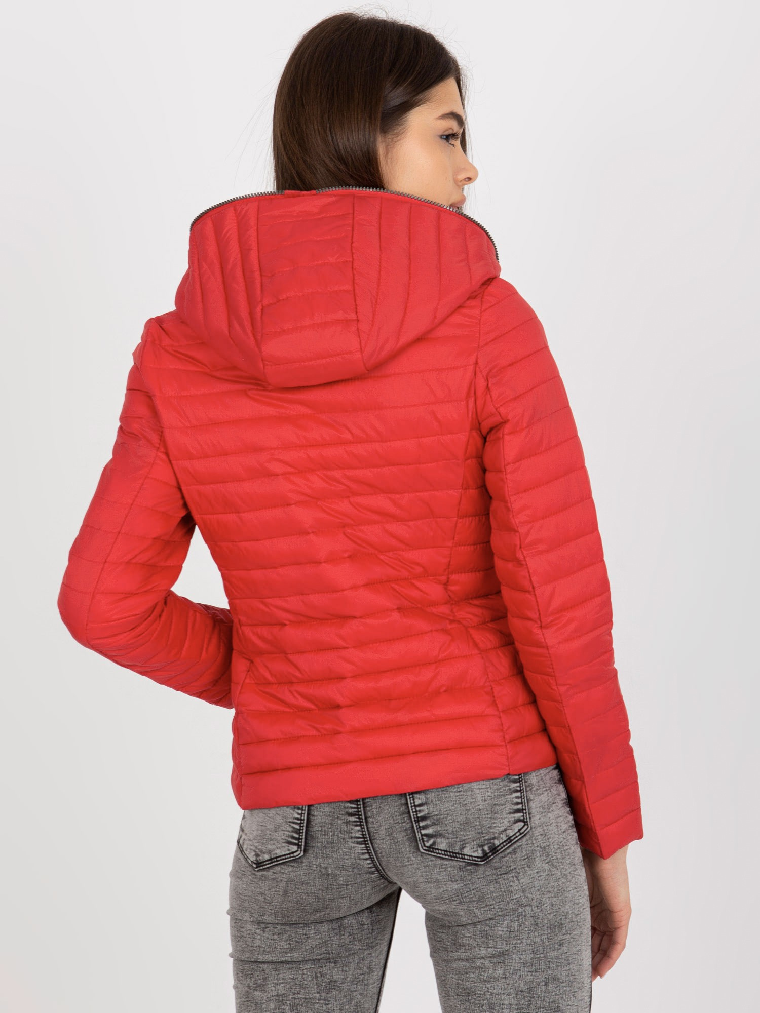 Hurt Red quilted jacket with pockets.