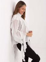 Ecru wizytowa bluzka z golfem