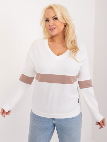 Hurt Ecru bawełniana bluzka plus size z długim rękawem