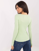 Jasnozielona damska bluzka basic w prążek 