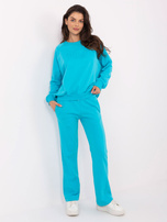 Hurt Turkusowy komplet dresowy z prostymi spodniami