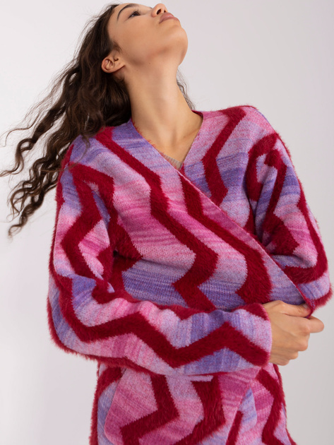 Hurt Różowy kardigan w geometryczne wzory