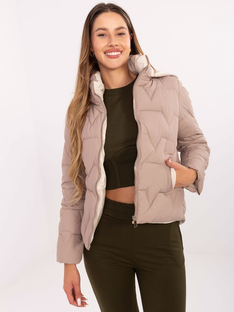 Ciemnobeżowa damska kurtka z pikowaniem