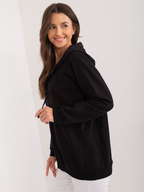 Hurtownia Czarna gładka bluza damska z kapturem