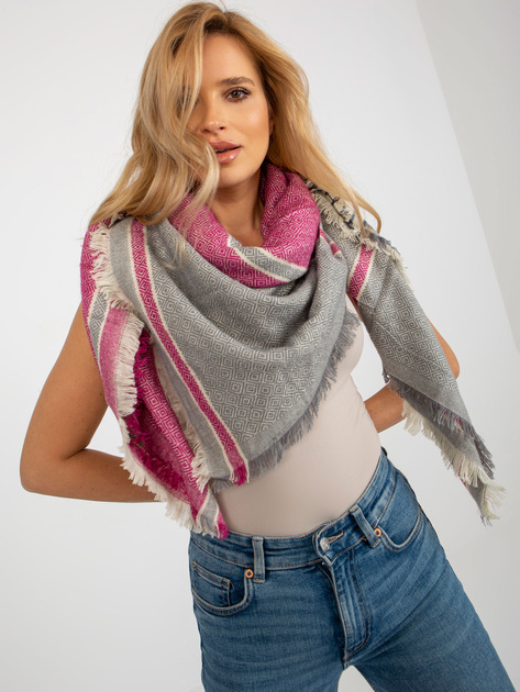 Hurtownia Szaro-fuksjowy szal z dodatkiem wełny