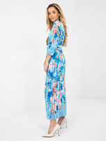 Jasnoniebieska maxi sukienka z plasowanym dołem