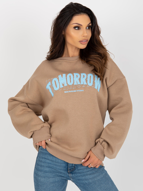 Hurt Ciemnobeżowa bluza bez kaptura o kroju oversize