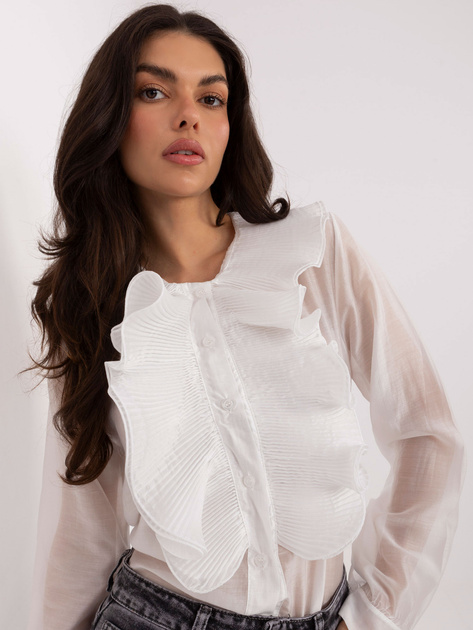 Biała elegancka koszula z plisowaniem