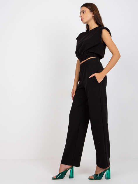 Czarny dwuczęściowy komplet basic z bawełny RUE PARIS