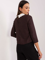 Hurt Czarna krótka bluzka wizytowa z kołnierzem