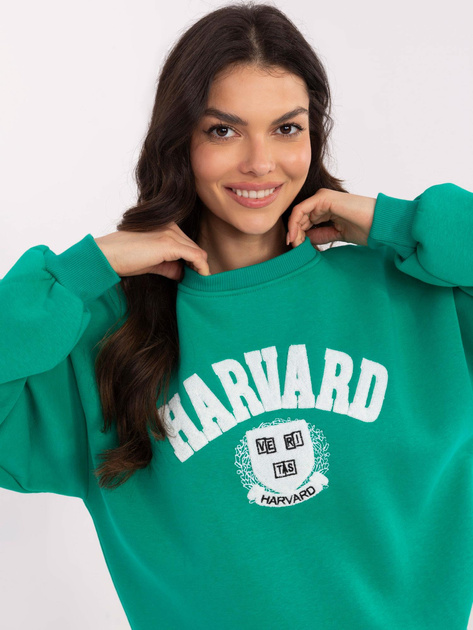 Hurtownia Turkusowa dresowa bluza damska z naszywką