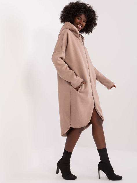 Hurt Ciemnobeżowa asymetryczna bluza basic z bawełny