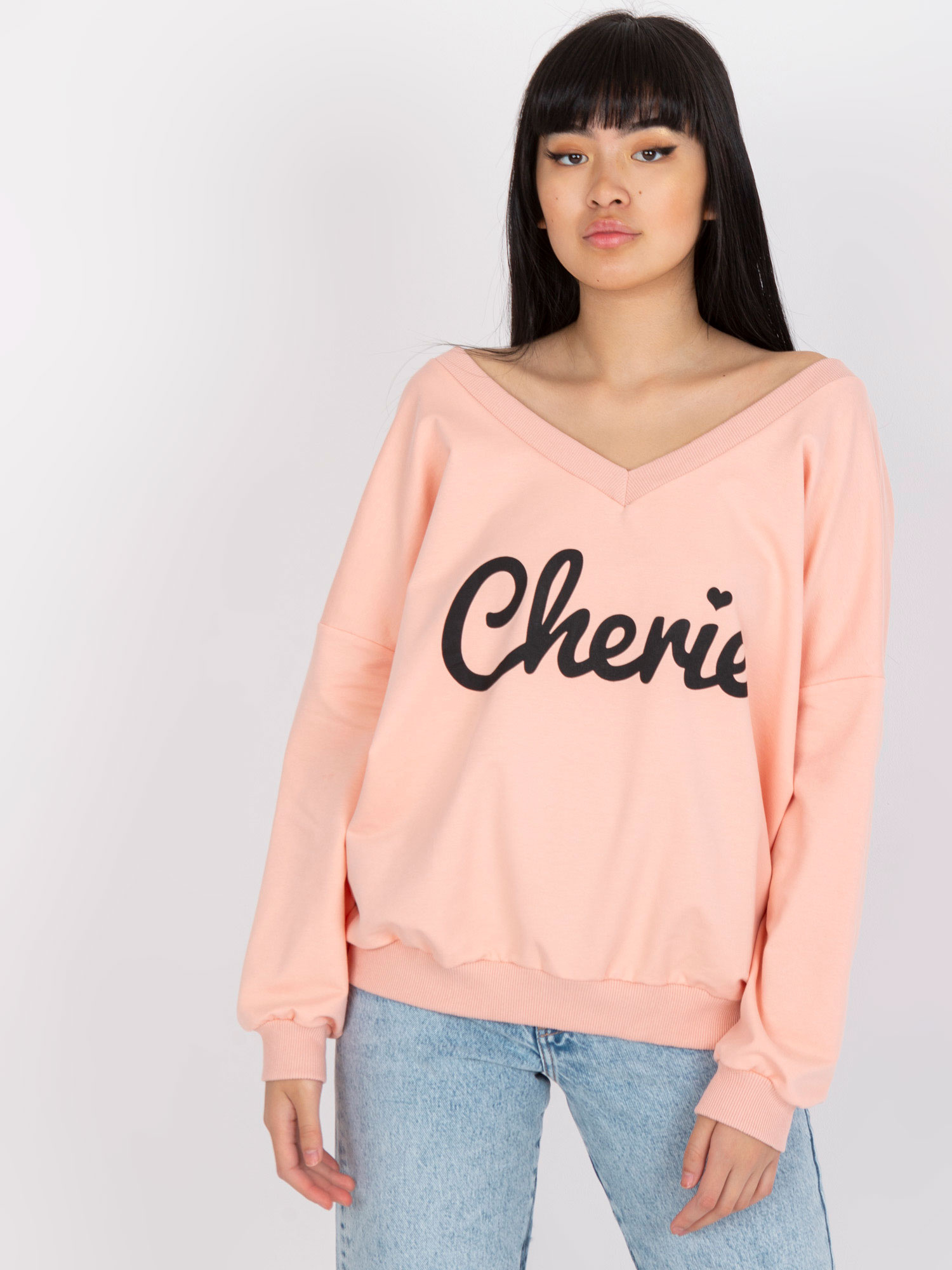 Pale pink oversized sweatshirt with print 