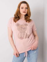 Brudnoróżowa bluzka plus size z dżetami Luce