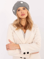 Hurtownia Szara damska czapka zimowa w kropki