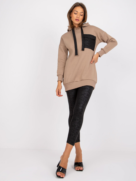 Ciemnobeżowy komplet dresowy z legginsami Elba
