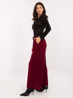 Bordowe sztruksowe spodnie z nogawką 7/8 RUE PARIS