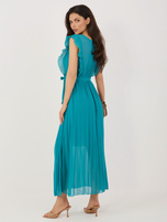 Morska letnia sukienka z kopertowym dekoltem RUE PARIS