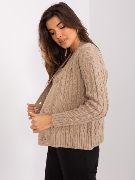 Hurt Ciemnobeżowy dwuczęściowy komplet z dzianiny